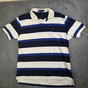 Polo Ralph Lauren Men's XL Striped Polo Shirt Navy White Blue Red Pony